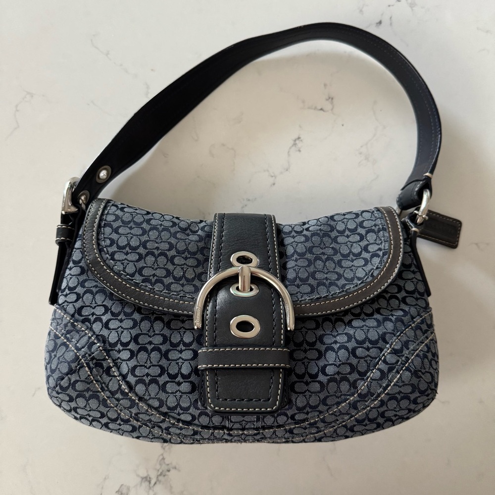 Coach Y2K Mini SoHo style f12308 in blue signature print
